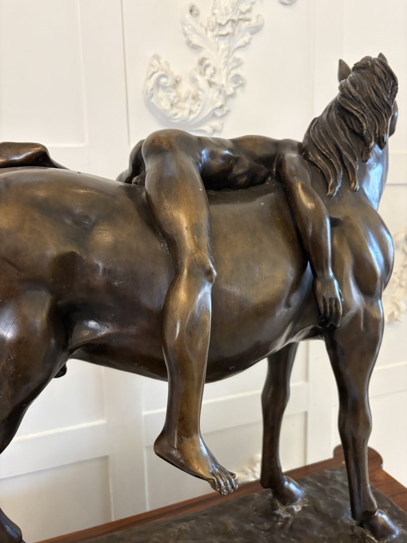 Large Antique Bronze Study of a Nude Male on Horseback - Image 10